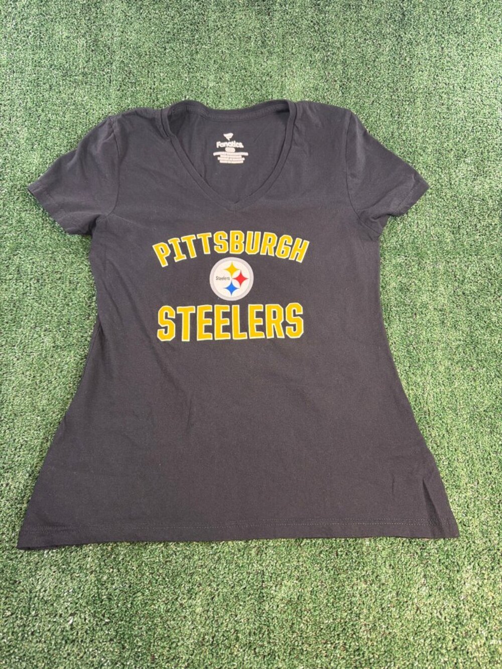 Fanatics Pittsburgh Steelers Womens V-Neck Tee Black S
